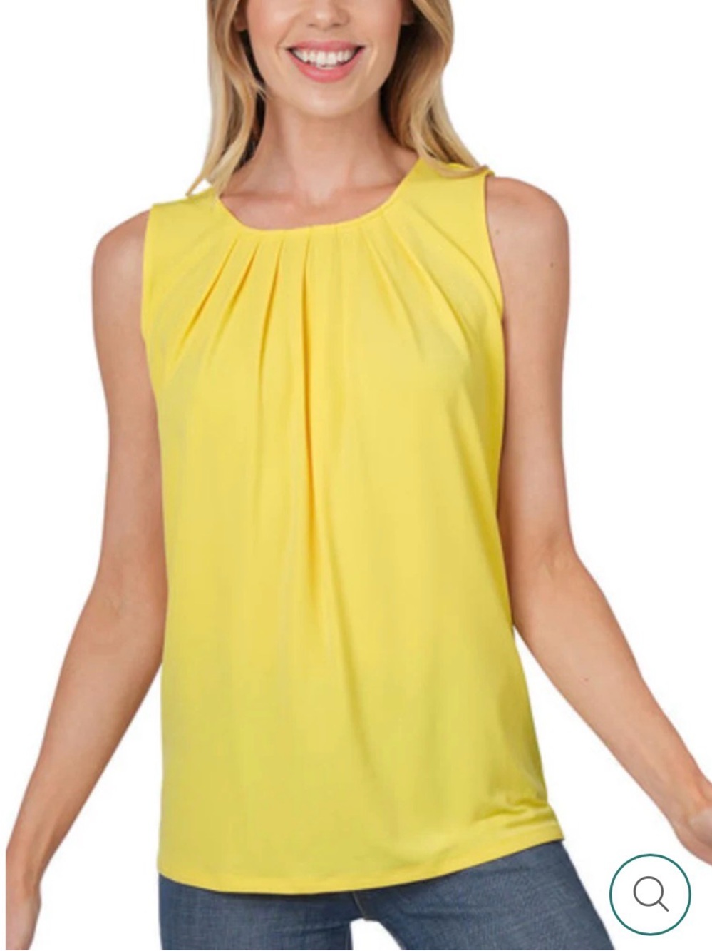 Zenana Sleeveless Pleated Yellow Women's Top